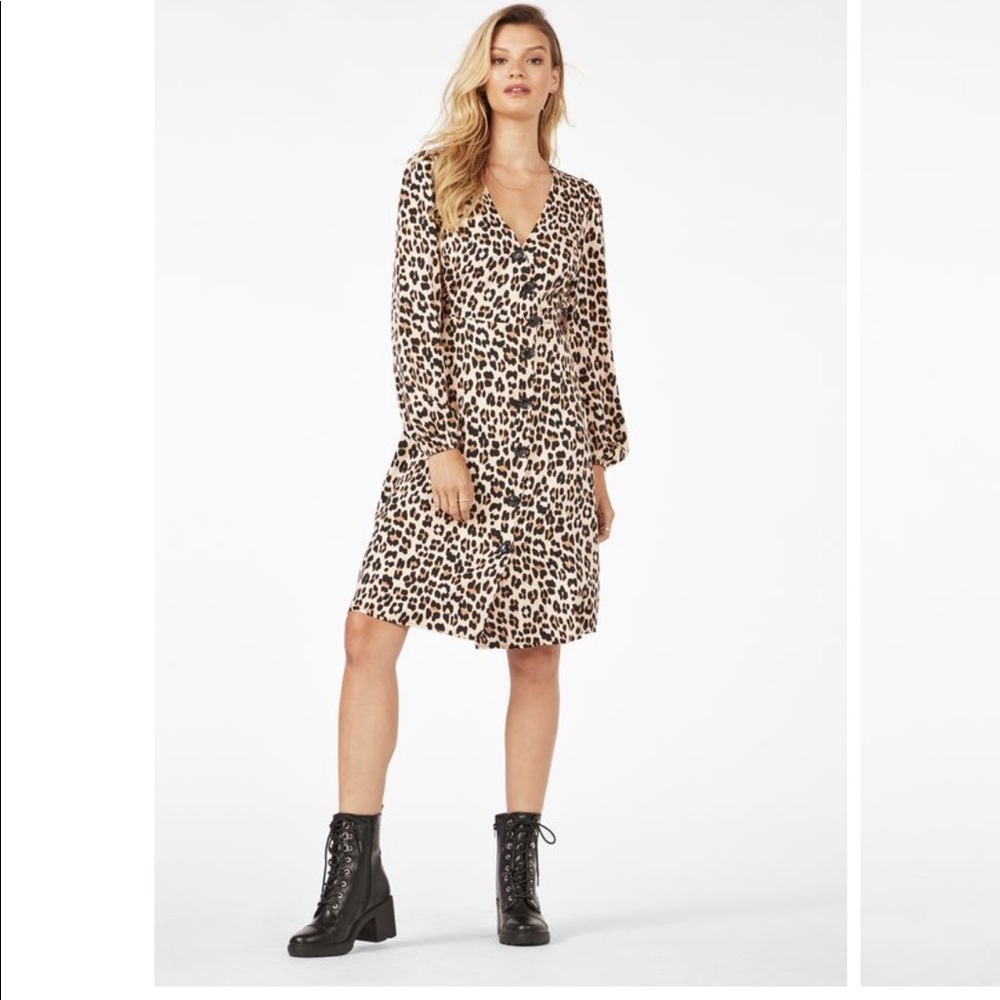 Button Front Leopard Wrap Dress